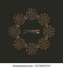 Luxury dark Gold round floral frame design