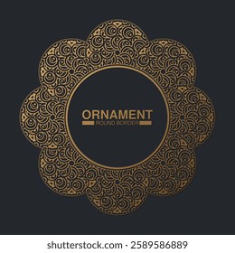 Luxury dark Gold round floral frame design