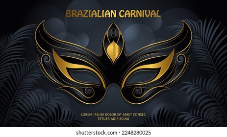 Luxury dark and golden Brazilian Carnival flyer or banner template design