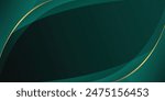 Luxury dark green abstract background vector. Dark emerald green abstract background with dynamic curves, gold lines, and screen layers.