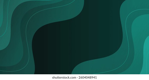 Luxury dark green abstract background vector. Dark emerald green abstract background with dynamic curves, gold lines, and screen layers.