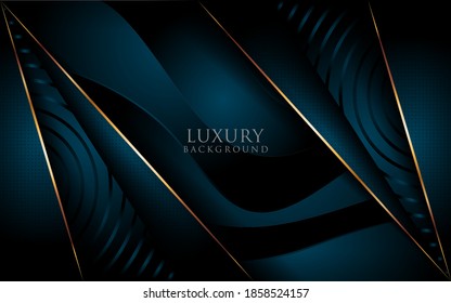 Luxury Dark Green Background Combine with Golden Lines Shapes. Vector Illustration Design Template Element.
