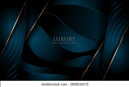 Luxury Dark Green Background Combine with Golden Lines Shapes. Vector Illustration Design Template Element.