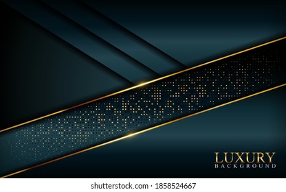 Luxury Dark Green Background Combine with Golden Lines Shapes. Vector Illustration Design Template Element.