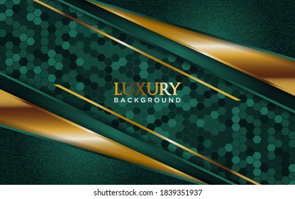 Luxury dark green background with golden line