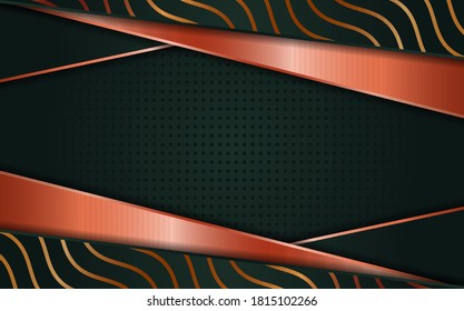 Luxury dark green background with rose golden lines