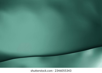 The luxury of dark green fabric texture background. Closeup of rippled silk fabric. Stacked silk fabrics. Green background. 3D vector illustration.