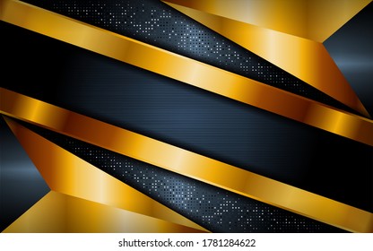 Luxury dark grey background with golden lines composition. Graphic design element.
