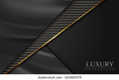 Luxury dark grey with golden lines in 3d abstract style background. Modern vector illustration