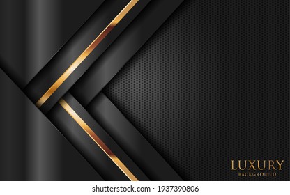Luxury Dark Grey and Golden Lines with Overlap Textured Background Design. Elegant Modern Background Design.