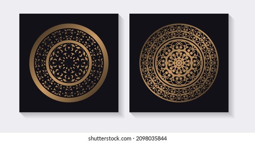 Plantilla de diseño de fondo de Mandala oscura de lujo