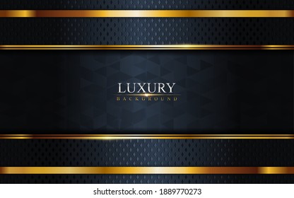 Luxury Dark Navy Combination with Golden Lines Background Design.