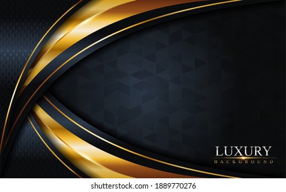 Luxury Dark Navy Combination with Golden Lines Background Design.