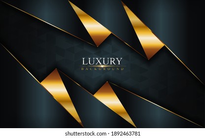 Luxury Dark Navy Green Combination with Golden Lines Background Design.	