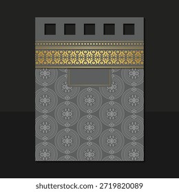Luxury Dark Notebook Cover Template with Golden Ornament Decoration Design