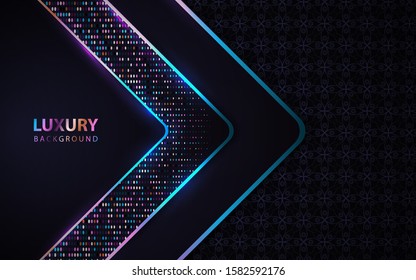 Luxury dark overlapping background a combination colorful glitters element decoration. Vector design template for use modern cover, celebration banner, advertising corporate, frame