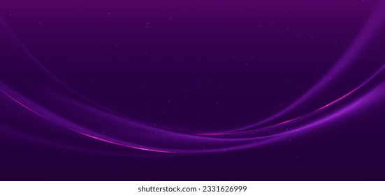 Luxury dark purple background with golden line curved and lighting effect sparkle. Vector illustration