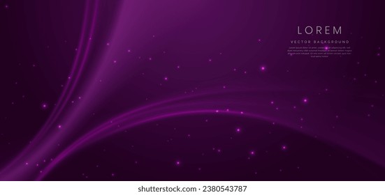 Luxury dark purple background with line curved and lighting effect sparkle. Vector illustration