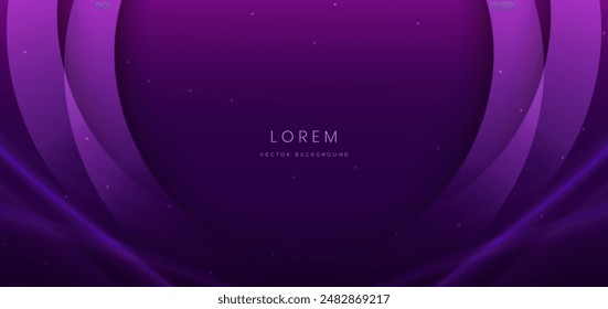 Luxury dark purple background with purple line curve and lighting effect sparkle. Vector illustration