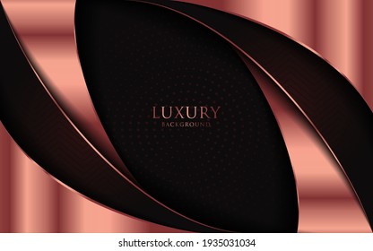 Luxury Dark Red and Golden Rose Lines with Abstract Geometric Ornament Combination Background Design. Elegant Modern Background Design. Graphic Design Element.