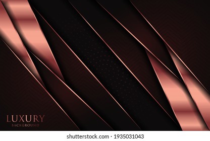 Luxury Dark Red and Golden Rose Lines with Abstract Geometric Ornament Combination Background Design. Elegant Modern Background Design. Graphic Design Element.