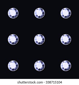 Luxury Dark Seamless Background with Blue Diamonds. Vector