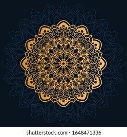 luxury decoration of mandala flowers with shiny gold color. yoga template. relax, islamic, arabesques, indian, turkey.