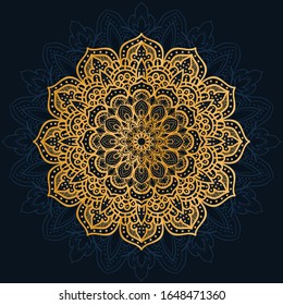 luxury decoration of mandala flowers with shiny gold color. yoga template. relax, islamic, arabesques, indian, turkey.