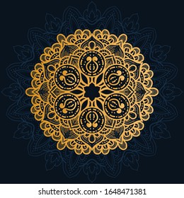 luxury decoration of mandala flowers with shiny gold color. yoga template. relax, islamic, arabesques, indian, turkey.