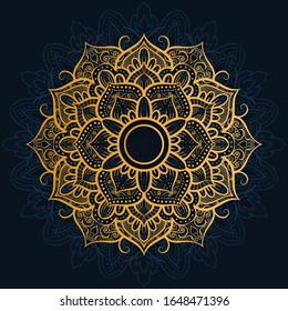 luxury decoration of mandala flowers with shiny gold color. yoga template. relax, islamic, arabesques, indian, turkey.