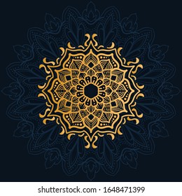 luxury decoration of mandala flowers with shiny gold color. yoga template. relax, islamic, arabesques, indian, turkey.