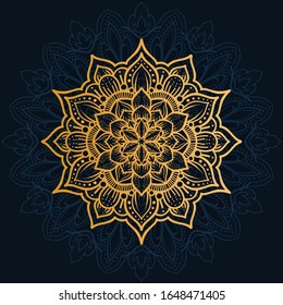 luxury decoration of mandala flowers with shiny gold color. yoga template. relax, islamic, arabesques, indian, turkey.