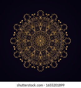 luxury decoration of mandala flowers with shiny gold color. yoga template. relax, islamic, arabesques, indian, turkey.