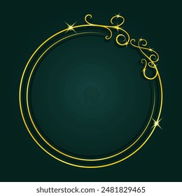 Luxury decorative gold circle frame on dark background