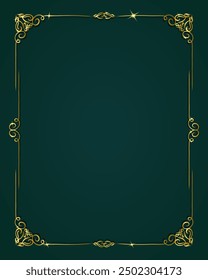 Luxury decorative gold square frame on dark background