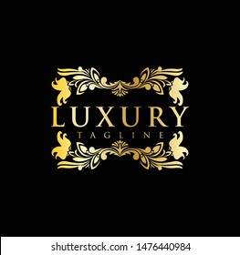 Luxury decorative ornament Gold floral design logo