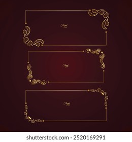 Conjunto de marcos y bordes vintage decorativos de lujo, marco de fotos dorado con línea de oro de esquina floral para la imagen, estilo de patrón de decoración de diseño de Vector. el diseño de la frontera es patrón estilo de arte tailandés
