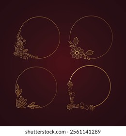 Luxury Decorative vintage gold frames and borders set, Gold photo frame with corner gold line floral for picture, Vector design decoration pattern style