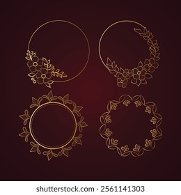 Luxury Decorative vintage gold frames and borders set, Gold photo frame with corner gold line floral for picture, Vector design decoration pattern style