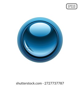 Luxury Deep Blue Glossy Web Button with Shiny Glass Sphere Effect and Modern UI Design Vector Illustration