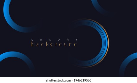 Fondo abstracto de lujo azul profundo premium con elementos azul redondeado ilustración vectorial.