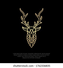 Luxury deer head logo, simple and modern line art icons, design templates