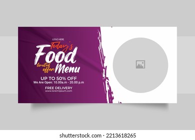 Luxury delicious food menu web banner template design