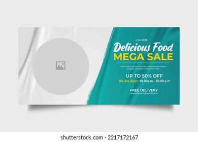 Luxury delicious food menu web banner template design