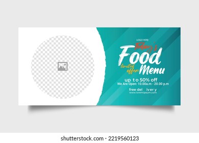 Luxury delicious food menu web banner template design