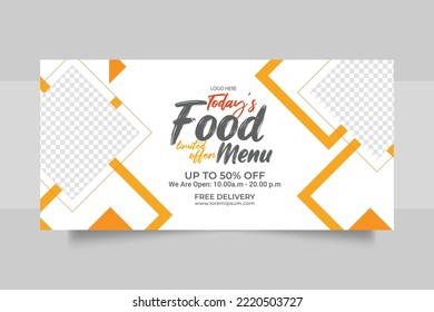 Luxury delicious food menu web banner template design