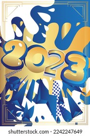 Luxury deluxe 2023 Background vector illustration. Abstract event poster template for website, banner, book cover, presentation.