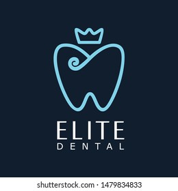 luxury dental logo design template, with line art and monocrome design