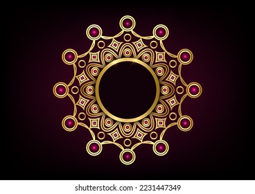 Luxury design background. Crown mandala pattern. Gold flower vector background.