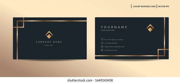 Luxury design business card with gold style minimalist template 